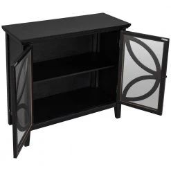 Black Accent Storage Cabinet Wooden Cabinet with Decorative Transparent Door by ATHMILE -ATHMILE Sales Store black athmile accent cabinets gz wf284793aab 77 1000