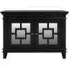 Black Accent Storage Cabinet Wooden Cabinet with Mirror Door by ATHMILE