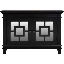 Black Accent Storage Cabinet Wooden Cabinet with Mirror Door by ATHMILE