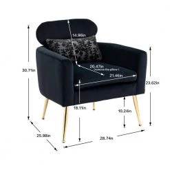 Black Velvet Accent Chair (Set of 1) by ATHMILE 12 Black Velvet Accent Chair (Set of 1) by ATHMILE -ATHMILE Sales Store black athmile accent chairs gz b2w20221721 4f 1000