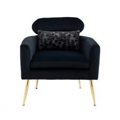 Black Velvet Accent Chair (Set of 1) by ATHMILE