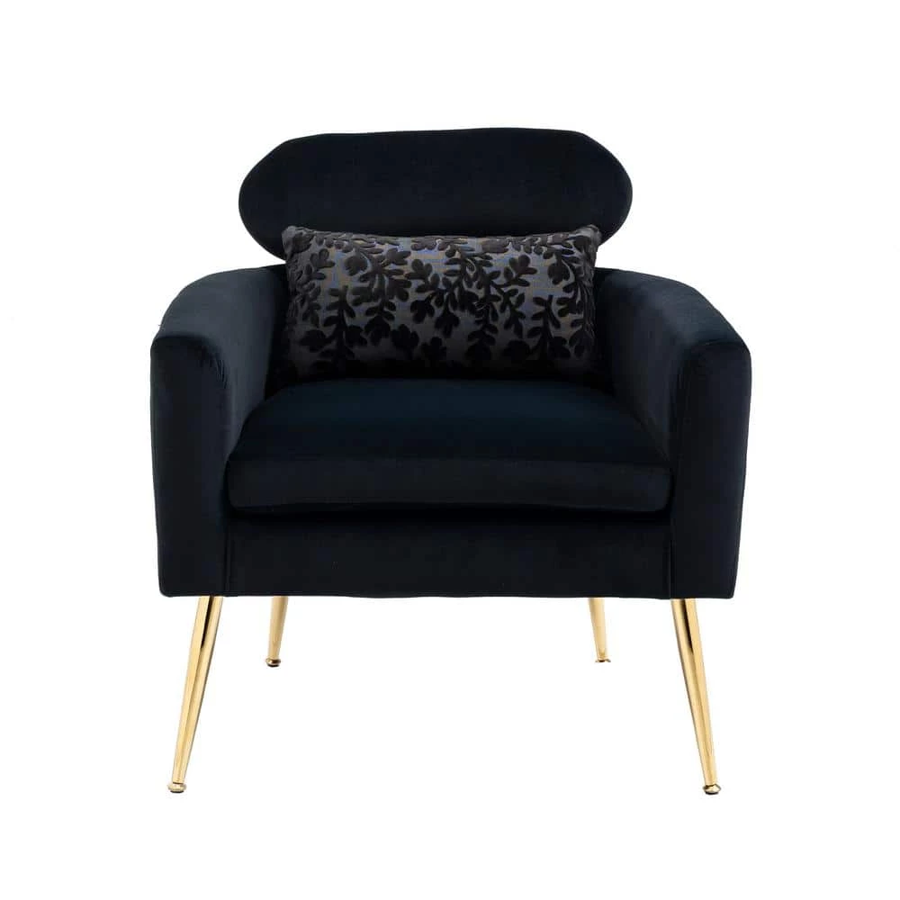 Black Velvet Accent Chair (Set of 1) by ATHMILE 1 Black Velvet Accent Chair (Set of 1) by ATHMILE