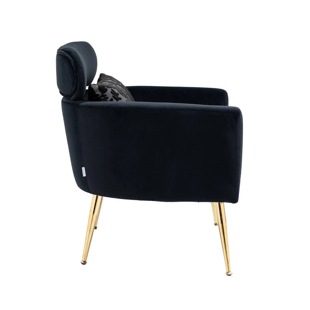Black Velvet Accent Chair (Set of 1) by ATHMILE 2 Black Velvet Accent Chair (Set of 1) by ATHMILE - Image 2