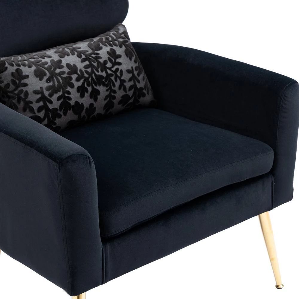 Black Velvet Accent Chair (Set of 1) by ATHMILE 7 Black Velvet Accent Chair (Set of 1) by ATHMILE - Image 7