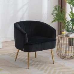 Black Velvet Accent Arm Chair (Set of 1) by ATHMILE -ATHMILE Sales Store black athmile accent chairs gz b2w20222262 31 1000
