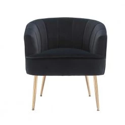 Black Velvet Accent Arm Chair (Set of 1) by ATHMILE