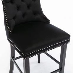 41.5 in. Black Velvet Bar Stool (Set of 2) by ATHMILE -ATHMILE Sales Store black athmile bar stools ddw114339763 1f 1000