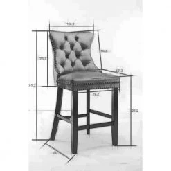 41.5 in. Black Velvet Bar Stool (Set of 2) by ATHMILE -ATHMILE Sales Store black athmile bar stools ddw114339763 c3 1000