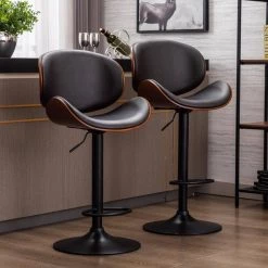 46.06 in. Black PU Bar Stool (Set of 2) by ATHMILE 13 46.06 in. Black PU Bar Stool (Set of 2) by ATHMILE -ATHMILE Sales Store black athmile bar stools ddw21222002 31 1000