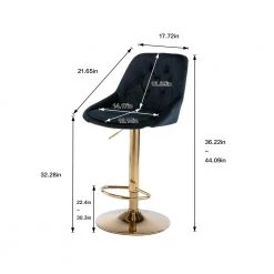 44 in. Black Velvet Bar Stool (Set of 1) by ATHMILE -ATHMILE Sales Store black athmile bar stools ddw39538737 1f 1000