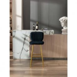 40 in. Black Velvet Bar Stool (Set of 1) by ATHMILE -ATHMILE Sales Store black athmile bar stools ddw39540273 31 1000