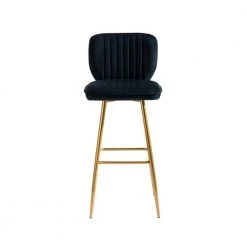 40 in. Black Velvet Bar Stool (Set of 1) by ATHMILE