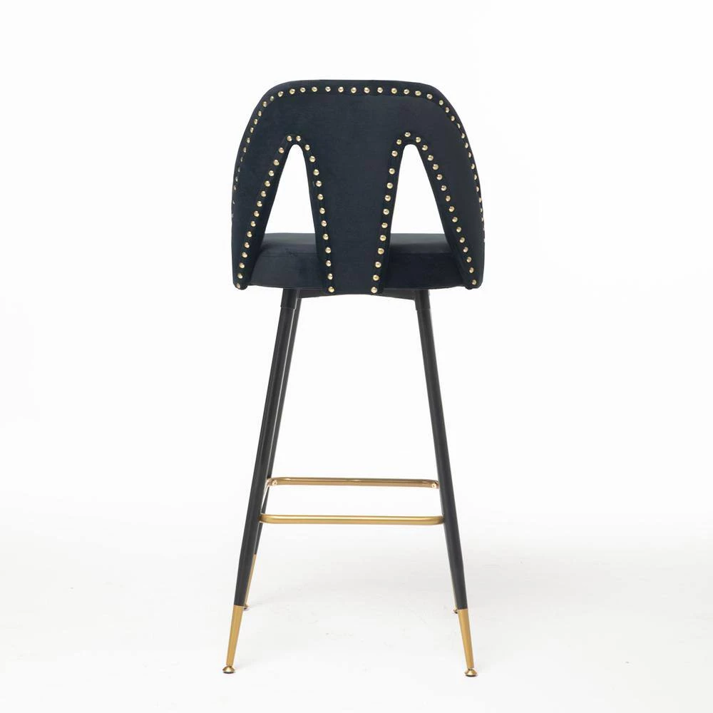 40.8 in. Black Velvet Bar Stool (Set of 2) by ATHMILE 5 40.8 in. Black Velvet Bar Stool (Set of 2) by ATHMILE - Image 5