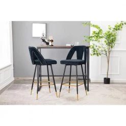 40.8 in. Black Velvet Bar Stool (Set of 2) by ATHMILE 13 40.8 in. Black Velvet Bar Stool (Set of 2) by ATHMILE -ATHMILE Sales Store black athmile bar stools ddw77535651 31 1000