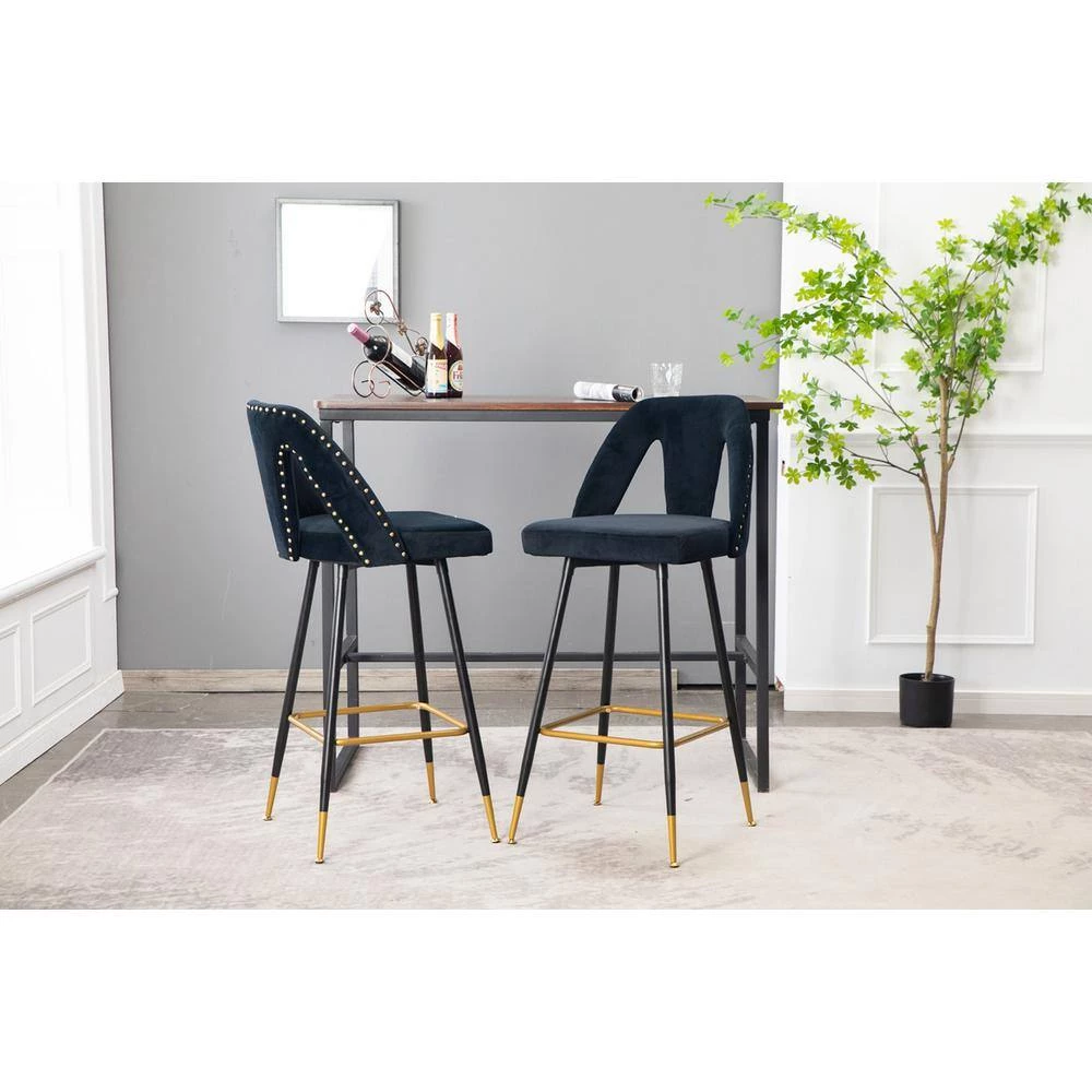 40.8 in. Black Velvet Bar Stool (Set of 2) by ATHMILE 7 40.8 in. Black Velvet Bar Stool (Set of 2) by ATHMILE - Image 7
