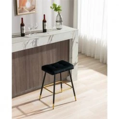 26.34 in. Black Backless Bar Stools with Velvet Seat (Set of 1) by ATHMILE 17 26.34 in. Black Backless Bar Stools with Velvet Seat (Set of 1) by ATHMILE -ATHMILE Sales Store black athmile bar stools gz b2w20221730 31 1000