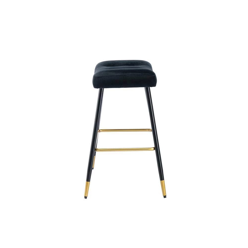 26.34 in. Black Backless Bar Stools with Velvet Seat (Set of 1) by ATHMILE 6 26.34 in. Black Backless Bar Stools with Velvet Seat (Set of 1) by ATHMILE - Image 6