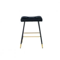 26.34 in. Black Backless Bar Stools with Velvet Seat (Set of 1) by ATHMILE