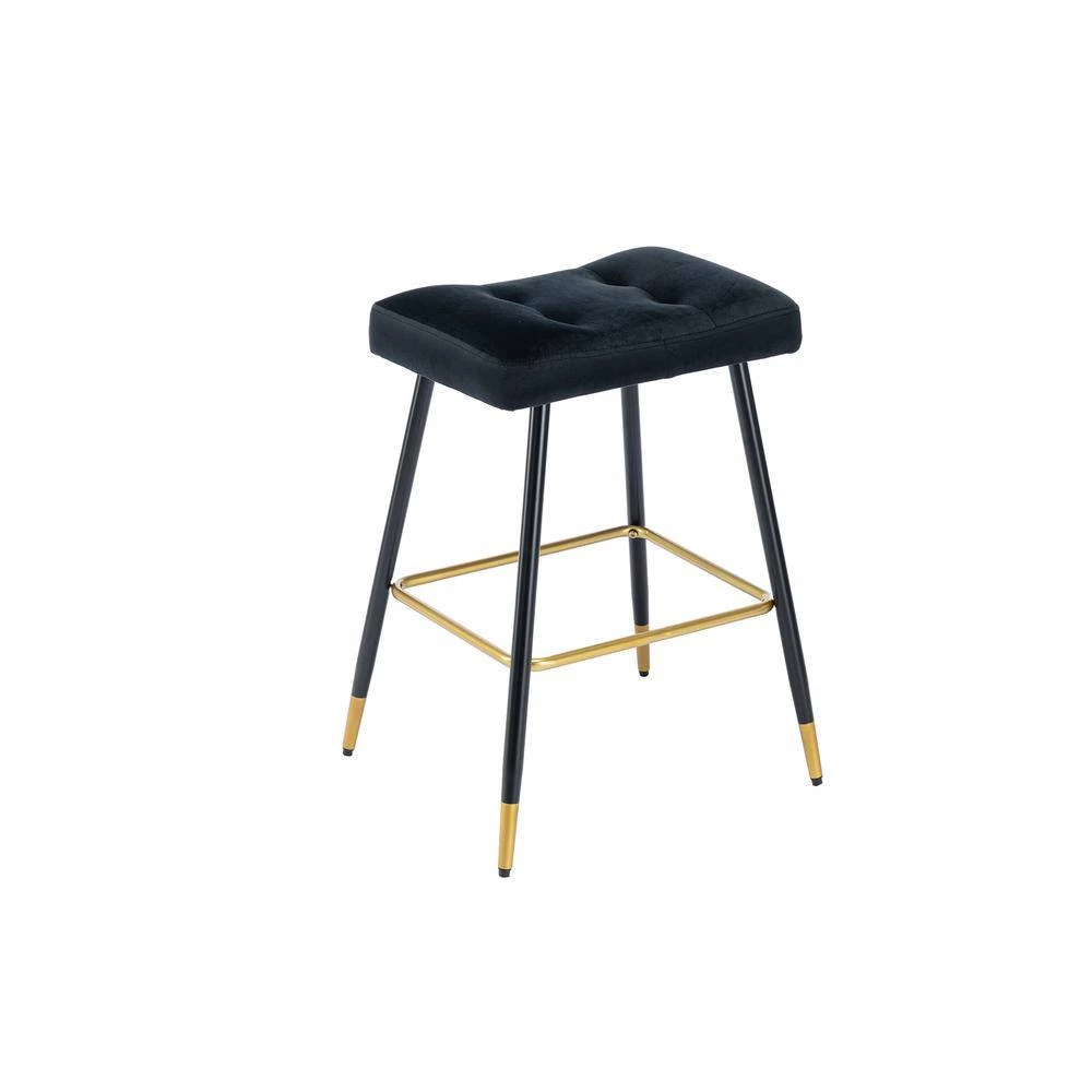 26.34 in. Black Backless Bar Stools with Velvet Seat (Set of 1) by ATHMILE 2 26.34 in. Black Backless Bar Stools with Velvet Seat (Set of 1) by ATHMILE - Image 2