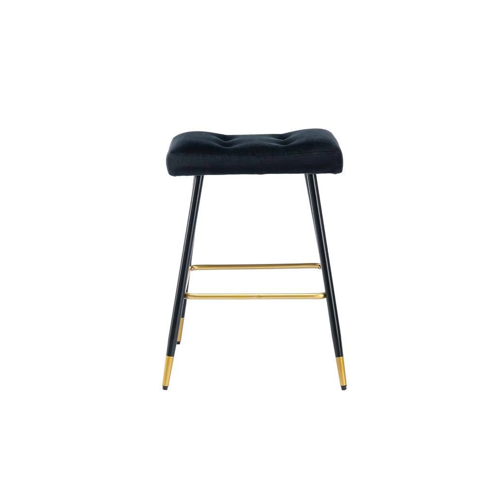 26.34 in. Black Backless Bar Stools with Velvet Seat (Set of 1) by ATHMILE 7 26.34 in. Black Backless Bar Stools with Velvet Seat (Set of 1) by ATHMILE - Image 7