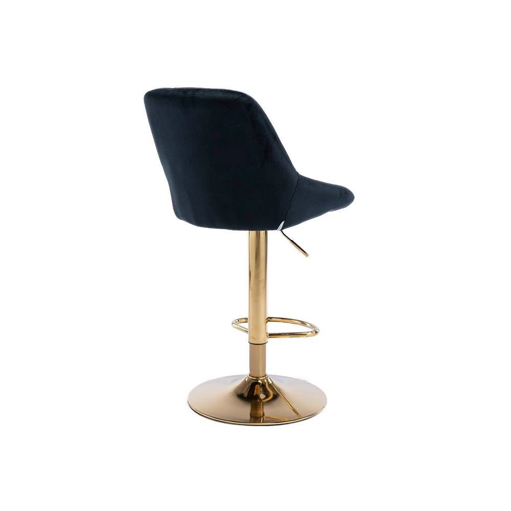 44.09 in. Low Back Black Metal Frame Adjustable Cushioned Bar Stool with Toweling fabric Seat (Set of 1) by ATHMILE 6 44.09 in. Low Back Black Metal Frame Adjustable Cushioned Bar Stool with Toweling fabric Seat (Set of 1) by ATHMILE - Image 6