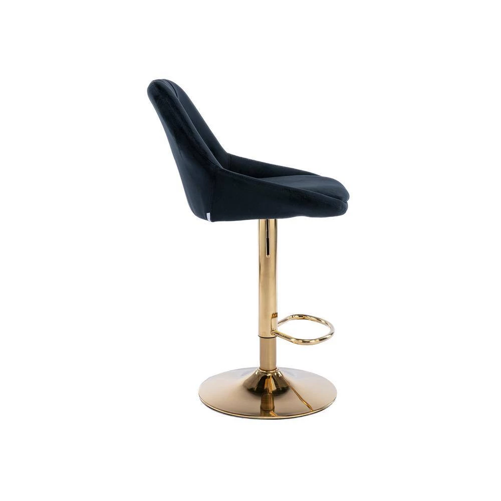 44.09 in. Low Back Black Metal Frame Adjustable Cushioned Bar Stool with Toweling fabric Seat (Set of 1) by ATHMILE 2 44.09 in. Low Back Black Metal Frame Adjustable Cushioned Bar Stool with Toweling fabric Seat (Set of 1) by ATHMILE - Image 2