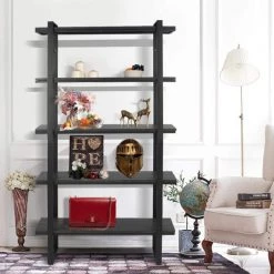 70.9 in. Black 5-Shelf Standard Bookcase by ATHMILE 9 70.9 in. Black 5-Shelf Standard Bookcase by ATHMILE -ATHMILE Sales Store black athmile bookcases bookshelves ccw9030050 31 1000
