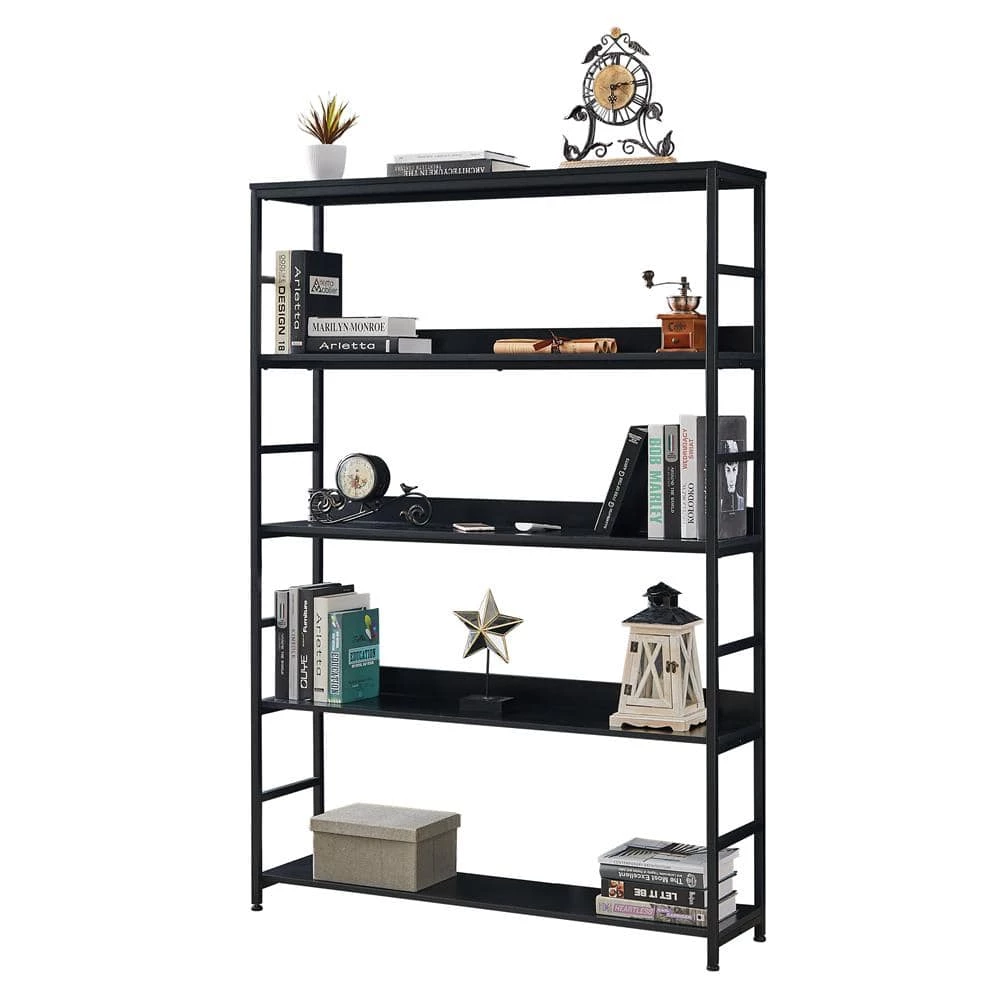 68.9 in. Black 5-Shelf Standard Bookcase by ATHMILE 6 68.9 in. Black 5-Shelf Standard Bookcase by ATHMILE - Image 6