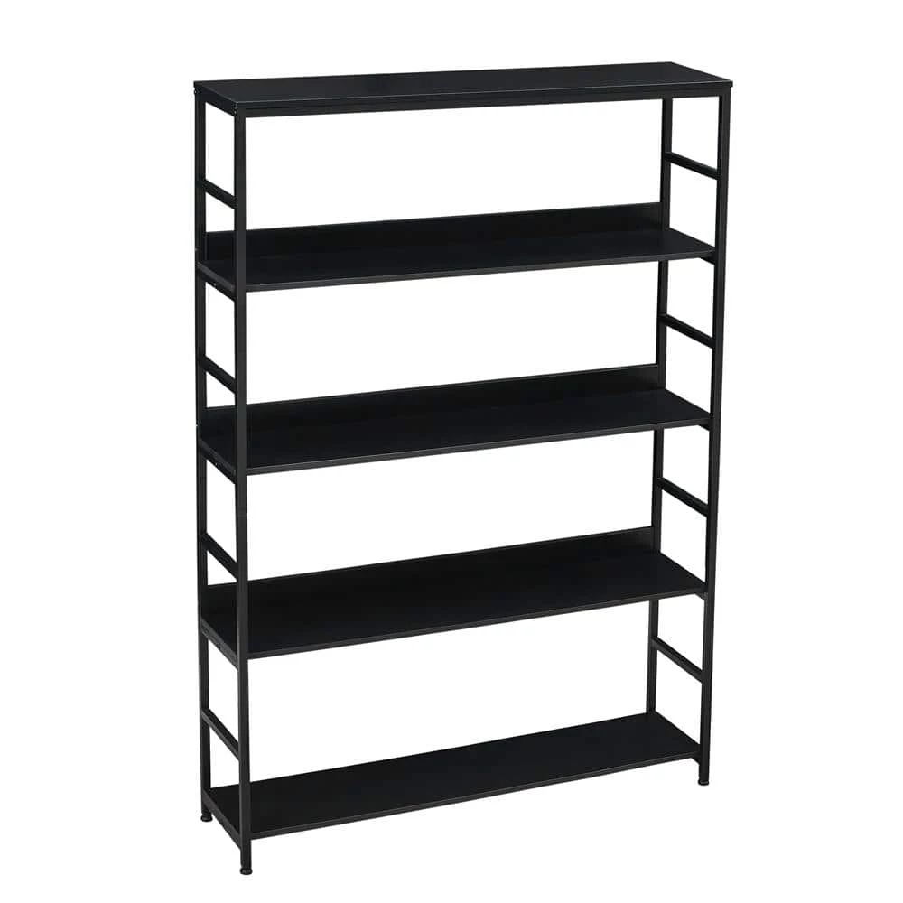 68.9 in. Black 5-Shelf Standard Bookcase by ATHMILE 2 68.9 in. Black 5-Shelf Standard Bookcase by ATHMILE - Image 2