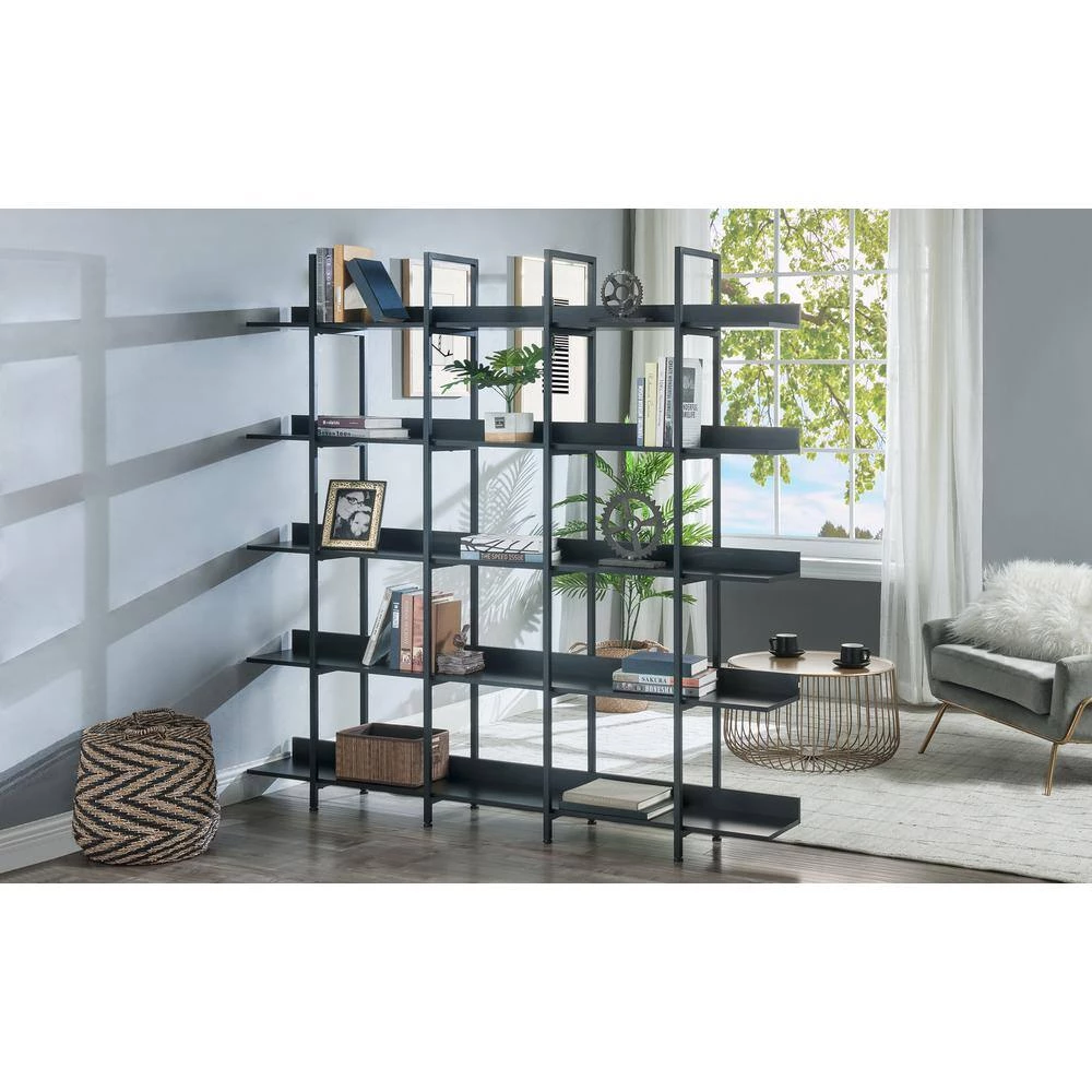 70.87 in. Black 5-Shelf Standard Bookcase by ATHMILE 5 70.87 in. Black 5-Shelf Standard Bookcase by ATHMILE - Image 5