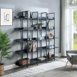 70.87 in. Black 5-Shelf Standard Bookcase by ATHMILE 13 70.87 in. Black 5-Shelf Standard Bookcase by ATHMILE -ATHMILE Sales Store black athmile bookcases bookshelves ccwf286176aab 31 1000