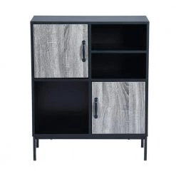 33.9 in. Wide Black Wood 3 Shelf Standard Bookcase by ATHMILE