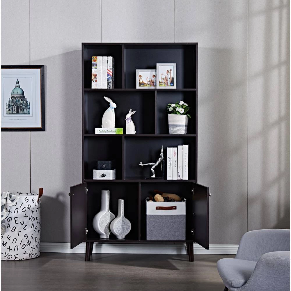 67 in. Black 3-Shelf Standard Bookcase by ATHMILE 8 67 in. Black 3-Shelf Standard Bookcase by ATHMILE - Image 8