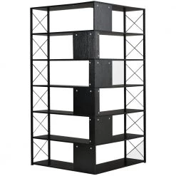 71 in. Black 7-Shelf Standard Bookcase by ATHMILE -ATHMILE Sales Store black athmile bookcases bookshelves dswf290123aab 44 1000