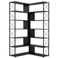 71 in. Black 7-Shelf Standard Bookcase by ATHMILE