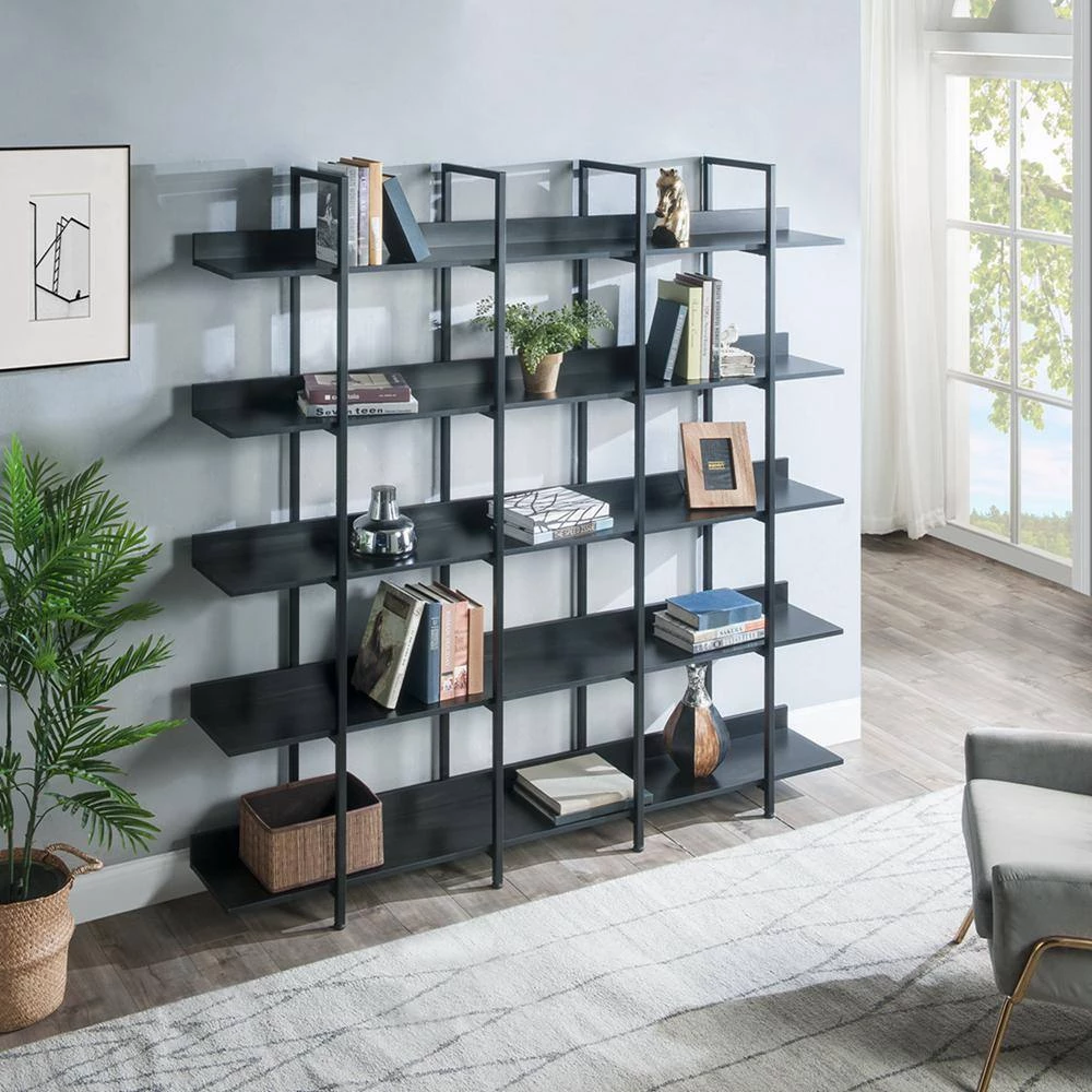 70.87 in. Wide Black MDF 5 Shelf Standard Bookcase by ATHMILE 8 70.87 in. Wide Black MDF 5 Shelf Standard Bookcase by ATHMILE - Image 8