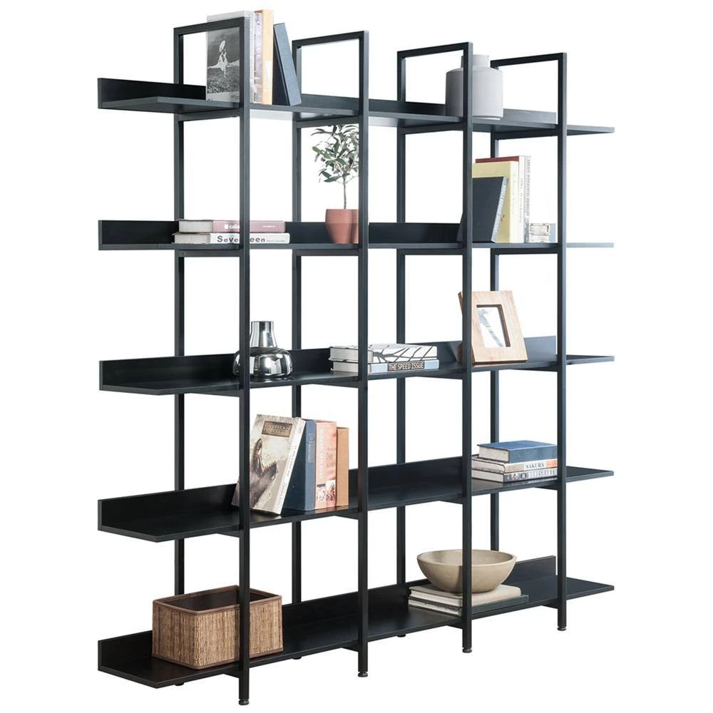 70.87 in. Wide Black MDF 5 Shelf Standard Bookcase by ATHMILE 7 70.87 in. Wide Black MDF 5 Shelf Standard Bookcase by ATHMILE - Image 7