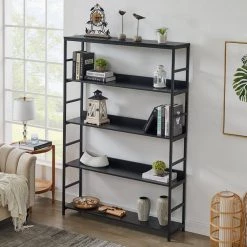 68.9 in. Black 5-Tier Home Office Bookcase Open Bookshelf with Metal Frame by ATHMILE 17 68.9 in. Black 5-Tier Home Office Bookcase Open Bookshelf with Metal Frame by ATHMILE -ATHMILE Sales Store black athmile bookcases bookshelves gz wf286173aab 31 1000