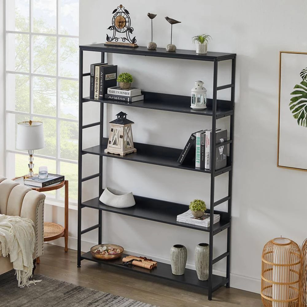68.9 in. Black 5-Tier Home Office Bookcase Open Bookshelf with Metal Frame by ATHMILE 9 68.9 in. Black 5-Tier Home Office Bookcase Open Bookshelf with Metal Frame by ATHMILE - Image 9