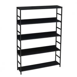 68.9 in. Black 5-Tier Home Office Bookcase Open Bookshelf with Metal Frame by ATHMILE