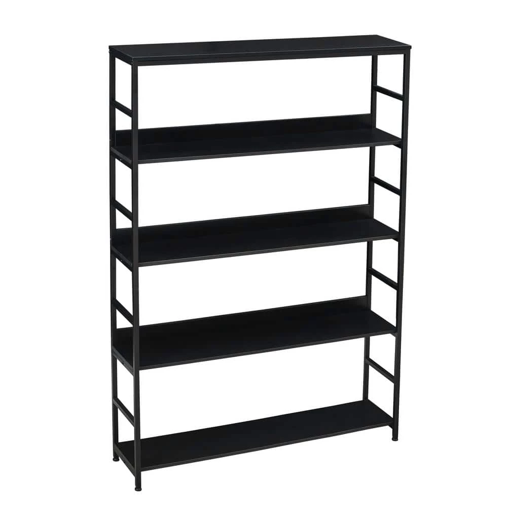 68.9 in. Black 5-Tier Home Office Bookcase Open Bookshelf with Metal Frame by ATHMILE 1 68.9 in. Black 5-Tier Home Office Bookcase Open Bookshelf with Metal Frame by ATHMILE