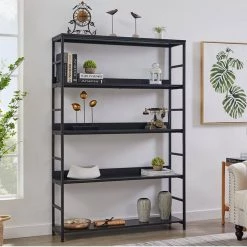 68.9 in. Black 5-Tier Home Office Bookcase Open Bookshelf with Metal Frame by ATHMILE 15 68.9 in. Black 5-Tier Home Office Bookcase Open Bookshelf with Metal Frame by ATHMILE -ATHMILE Sales Store black athmile bookcases bookshelves gz wf286173aab fa 1000