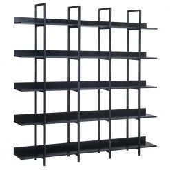 70.87 in. Black 5-Tier Bookcase Home Office Open Bookshelf with Metal Frame by ATHMILE