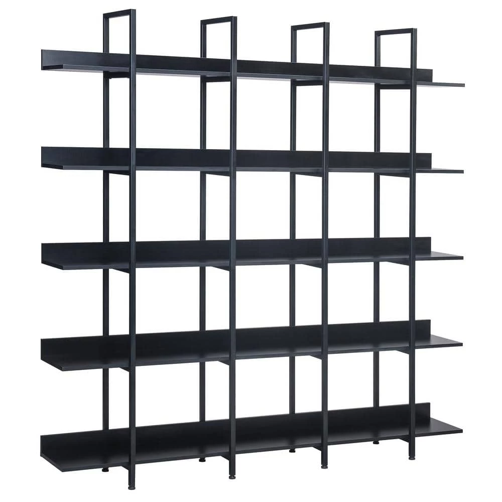 70.87 in. Black 5-Tier Bookcase Home Office Open Bookshelf with Metal Frame by ATHMILE 1 70.87 in. Black 5-Tier Bookcase Home Office Open Bookshelf with Metal Frame by ATHMILE