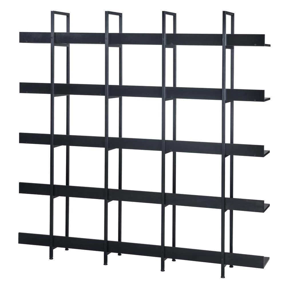 70.87 in. Black 5-Tier Bookcase Home Office Open Bookshelf with Metal Frame by ATHMILE 2 70.87 in. Black 5-Tier Bookcase Home Office Open Bookshelf with Metal Frame by ATHMILE - Image 2
