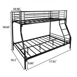 Black Twin-Over-Full Metal Bunk Bed by ATHMILE -ATHMILE Sales Store black athmile bunk beds gz b2w20221001 c3 1000