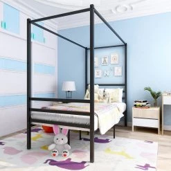 77.95 in. Black Twin Size Metal Canopy Bed Frame by ATHMILE 13 77.95 in. Black Twin Size Metal Canopy Bed Frame by ATHMILE -ATHMILE Sales Store black athmile canopy beds gz 746e bk 31 1000