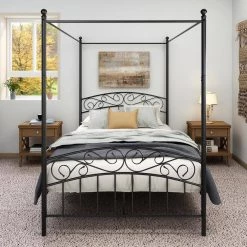 77.95 in. W Black Non-upholstered Metal Frame Twin Canopy Bed by ATHMILE 9 77.95 in. W Black Non-upholstered Metal Frame Twin Canopy Bed by ATHMILE -ATHMILE Sales Store black athmile canopy beds gz b2w20221394 31 1000