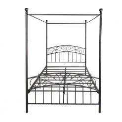 77.95 in. W Black Non-upholstered Metal Frame Twin Canopy Bed by ATHMILE