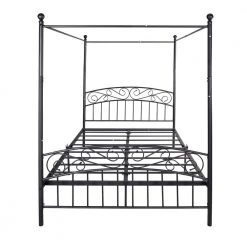 83.46 in. W Black Non-Upholstered Metal Frame Twin Canopy Bed by ATHMILE